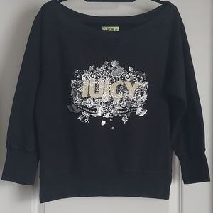 Juicy Couture Solid Black Logo Y2K VIBE Sweatshirt